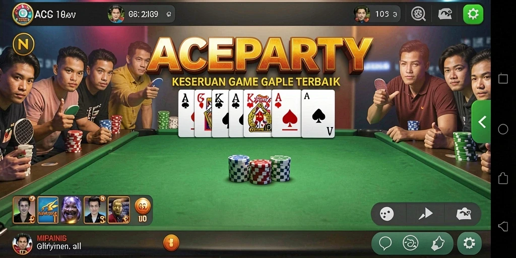 Tampilan gameplay ACEPARTY yang penuh warna dan interaktif.
