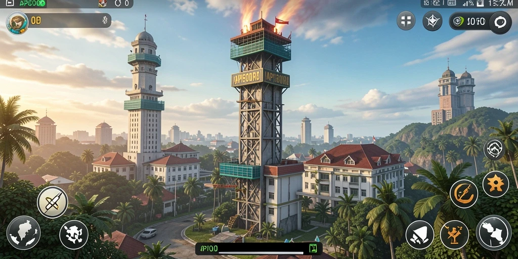 Screenshot gameplay menunjukkan serunya strategi menara dalam API5000.