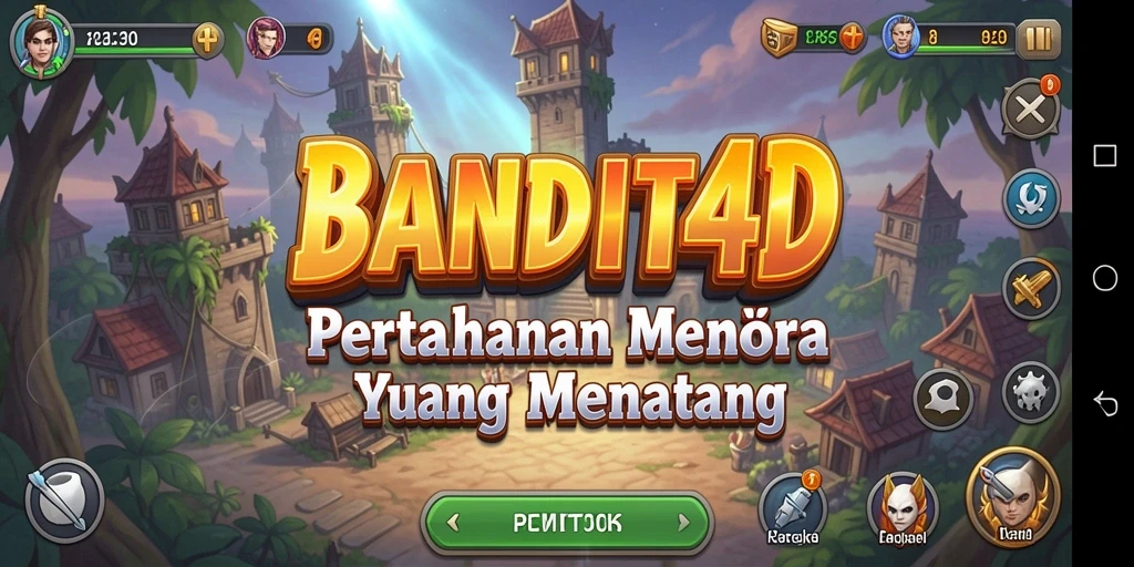 Tampilan gameplay BANDIT4D dengan menara pertahanan yang strategis.
