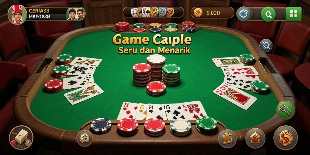 Screenshot CERIA33 menampilkan gameplay Gaple yang seru dan interaktif.