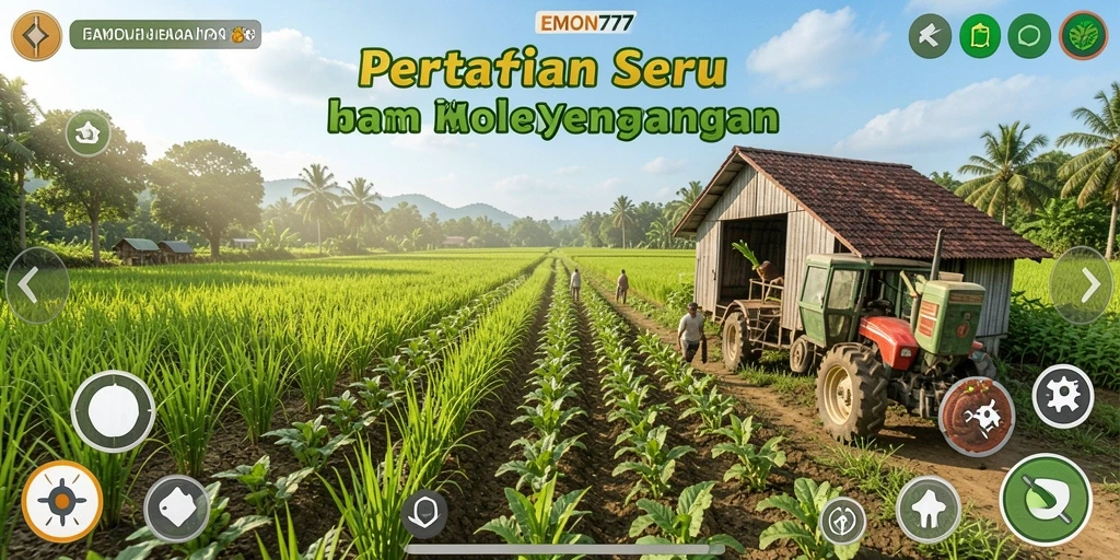 Tampilan gameplay seru di EMON777 yang mengajak bertani.