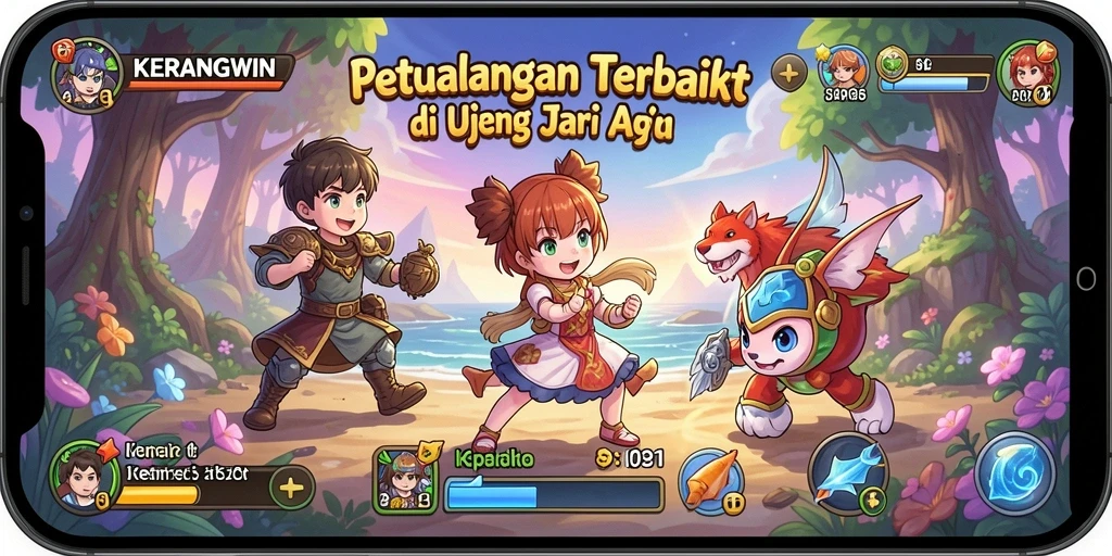 Tangkapan layar gameplay <strong>KERANGWIN</strong> yang penuh aksi dan karakter anime.