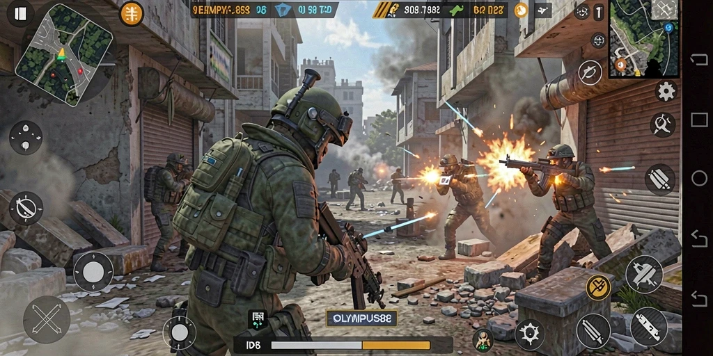 Screenshot utama OLYMPUS88 yang menampilkan pertempuran intens TPS.