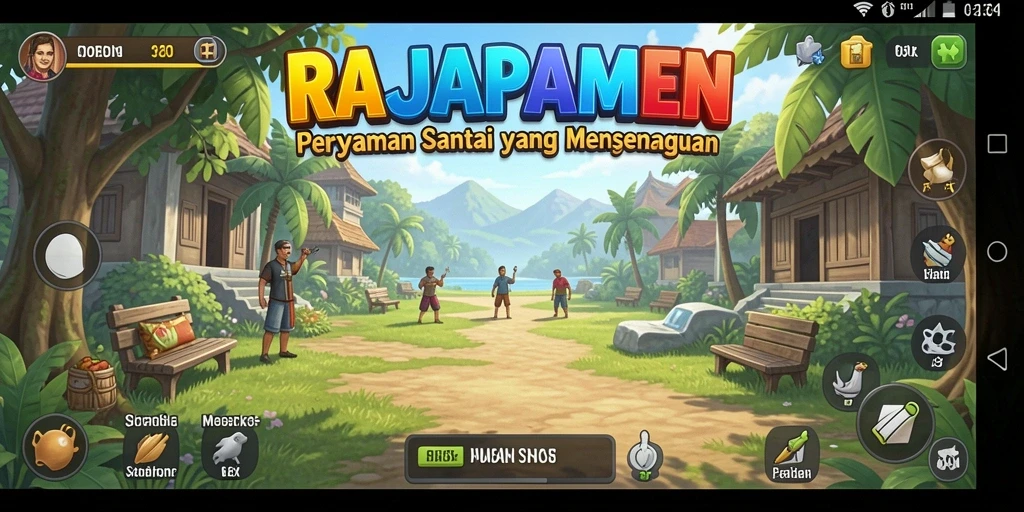 Tampilan gameplay seru dalam RAJAPAMEN yang dapat dinikmati semua orang.
