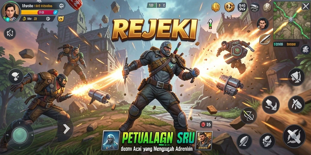 Tampilan seru dari gameplay Action REJEKI dengan aksi yang intens.